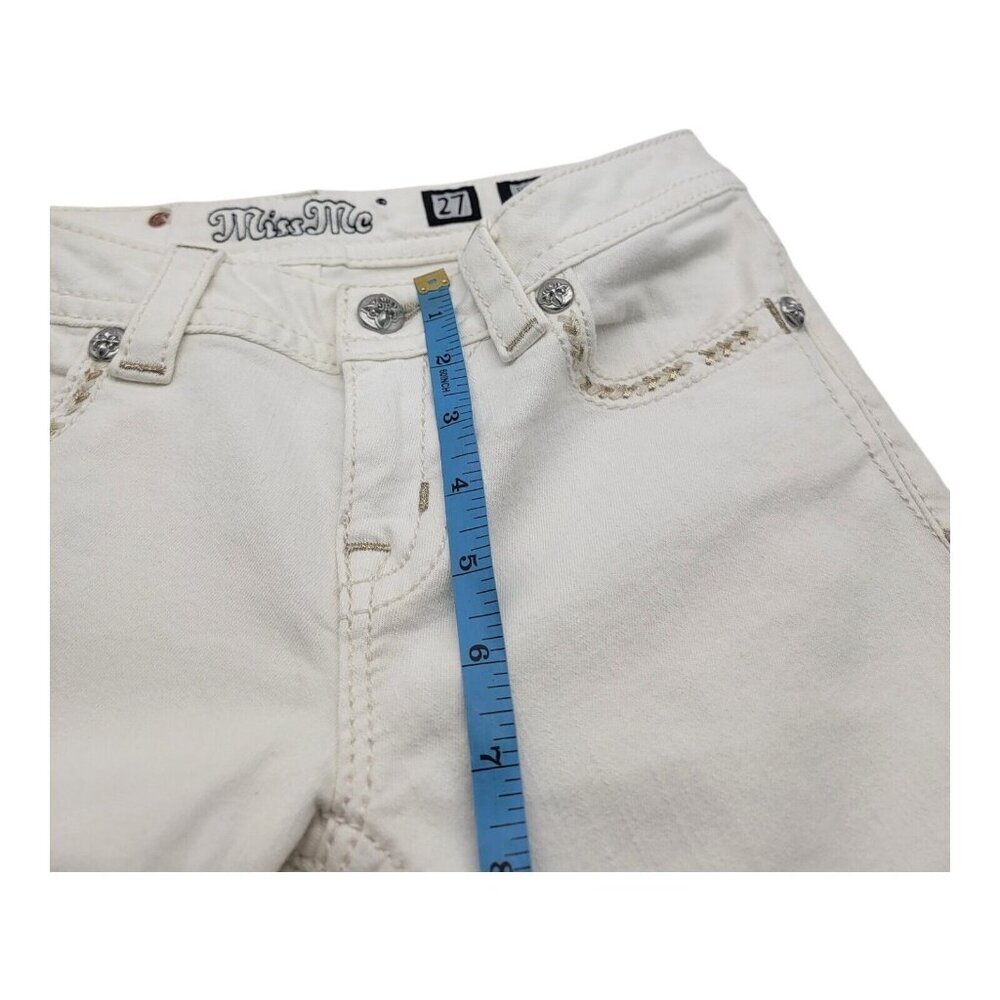 Miss Me Jean Women 27 Signature Cuff Capri Western Blue Denim Boho Bling Y2K - Picture 6 of 10